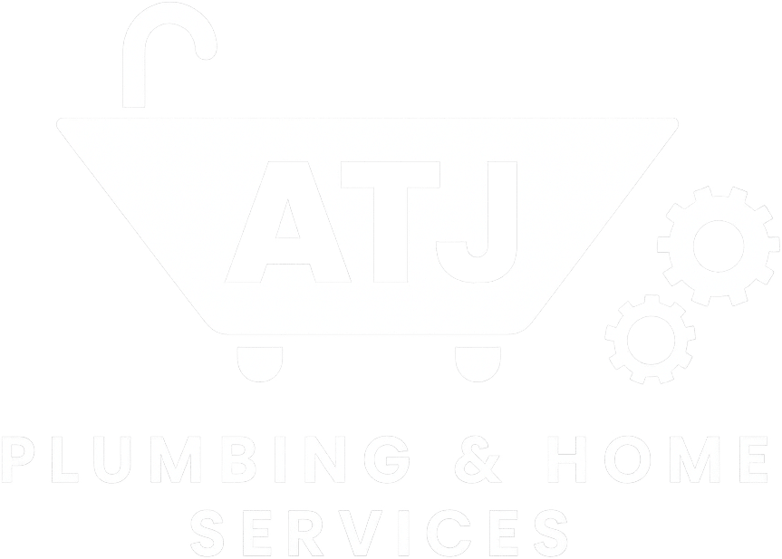 atj plumbing and home services logo white